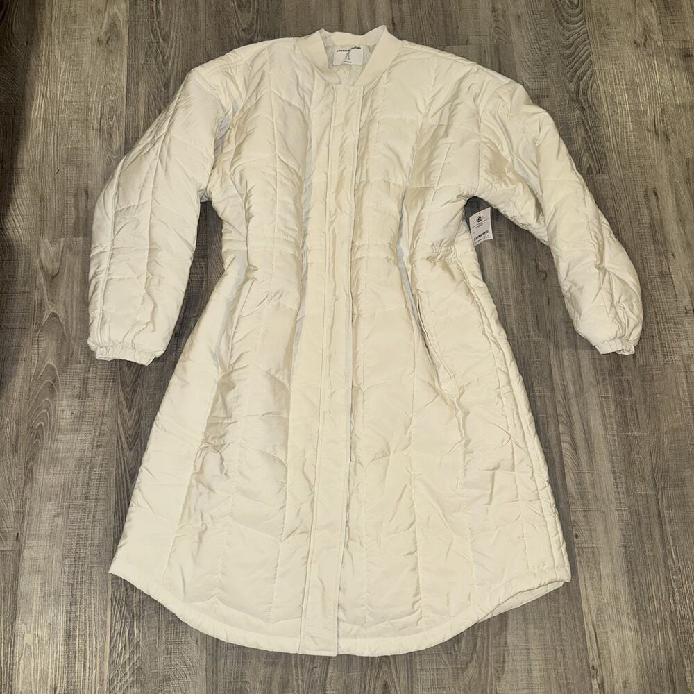 Amazon Essentials Women’s XL Ivory Long Quilted Puffer Coat Jacket NWT